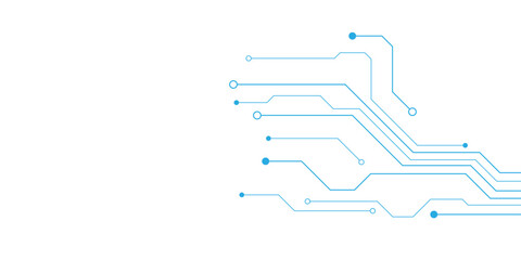 Circuit Board Electronics Digital Technology Banner Blue. Central Computer Processors CPU Concept. Motherboard Digital Chip. Abstract Blue Technology Background.