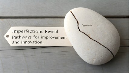 Broken stone symbolizing opportunity next to a printed message