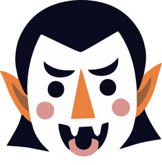 Vector illustration of smiling cartoon faces of a man and a red-haired girl with fun theater mask design