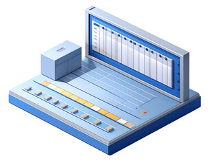 Abstract 3D Data Control Panel with Sliders & Display | Business Management, Workflow & Analytics System
