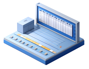 Abstract 3D Data Control Panel with Sliders & Display | Business Management, Workflow & Analytics System