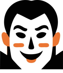 Man or woman faces cartoon vector icon with smiley eyes and Halloween mask design