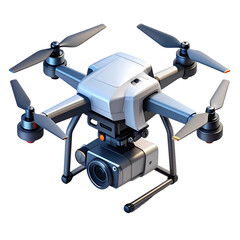 Modern Camera Drone Isolated on Black Background - High-Tech Quadcopter for Aerial Photography & Videography, Professional UAV Technology