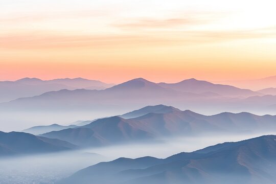 Misty mountain ranges at dawn - Powered by Adobe