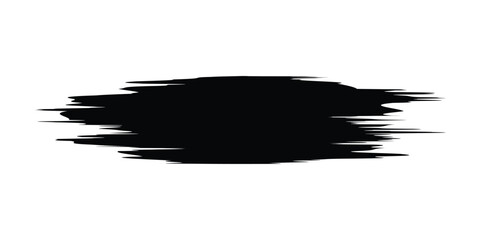 Abstract black paint brush stroke texture in grunge style. Isolated vector design element for background, banner, or artistic decoration.