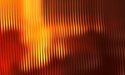 Fractal glass abstract textured background with vertical lines and warm orange and yellow light reflections, creating a dynamic and energetic visual effect