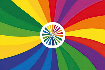 Vibrant rainbow radiating outward from a central color wheel