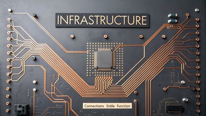 Close up of circuit board displaying computer infrastructure