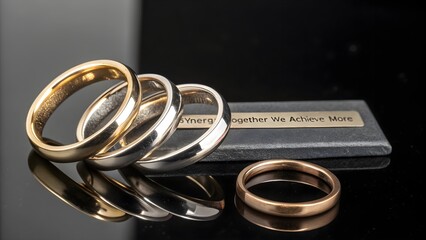 Close Up of Wedding Rings with Reflective Background