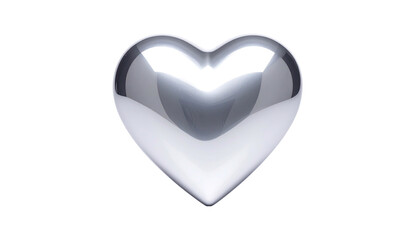 Fototapeta premium Shiny, silver heart with a hollowed top, floating against a stark black backdrop