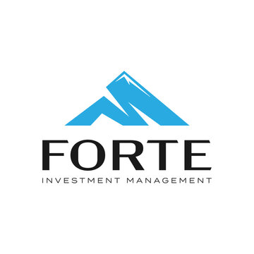 Modern blue mountain F logo for finance and wealth growth
