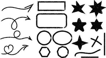 Hand-Drawn Chalk Effect Shapes and Arrows Set