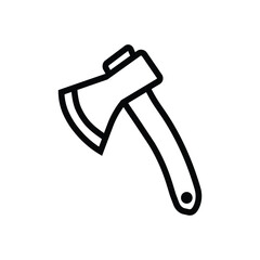 Black outlined axe blade facing left curved handle minimalist design