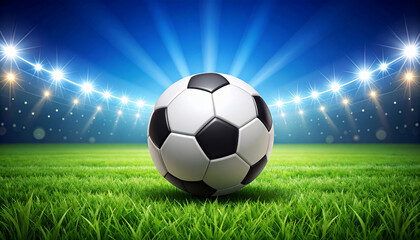 Fototapeta premium Soccer ball on stadium field