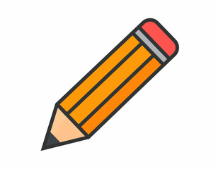 A cartoon drawing of a classic yellow pencil with a pink eraser