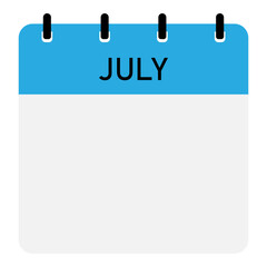 Infographic calendar icon design with blue header | Futuristic calendar design with space for text | Month of July calendar demo 