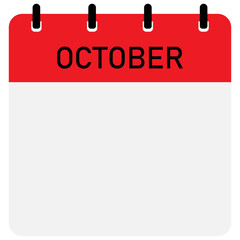 Infographic calendar icon design with red header | Futuristic calendar design with space for text | Month of October calendar demo 