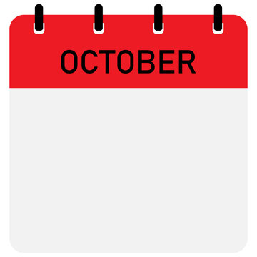 Infographic calendar icon design with red header | Futuristic calendar design with space for text | Month of October calendar demo 