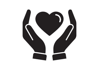 Obraz premium Heart in palms icon, Heart in palms solid vector