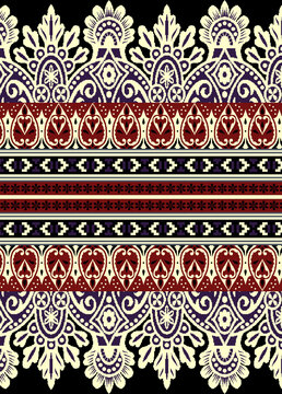 Textile digital design motifs patterns ikat rugs paisley traditional Thai border front back and dupatta etc