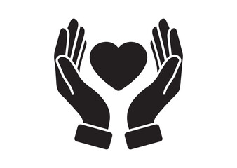 Heart in palms icon, Heart in palms solid vector