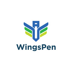 Wings Pen Logo Symbol Modern