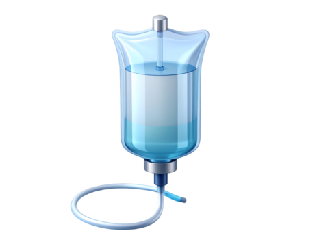 IV Drip Bag Illustration: Intravenous Fluid for Hospital Healthcare, Medical Treatment & Patient Recovery Symbol