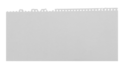 Torn white paper fragment with jagged edge textured detail on a Transparent Background