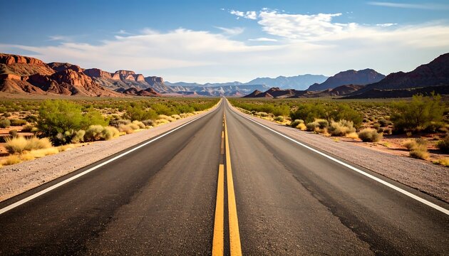 Desert highway stretches to horizon
