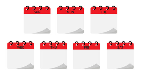 Spiral binding seven days calendar demo   Seven days planning calendar diagram with empty space for text with red header © CSE20