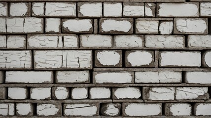 White brick wall with weathered texture white bricks