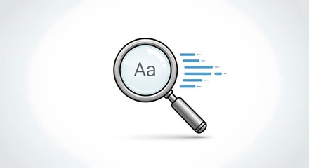 Magnifying Glass Focused on Text - Typography and Readability Concept.