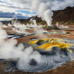 Hverir Geothermal Area - A Volcanic Landscape in Iceland.