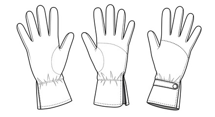 Fototapeta premium Technical illustration of different gloves