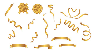 golden ribbon pack vector illustration, shapes, ribbons, ribbon, vector, elements, collections, pack, decorated, ribbons golden collection, ornamental, elegant, banner, illustration, golden, art,