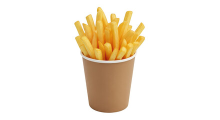 French Fries In Paper Cup Isolated On Black Background