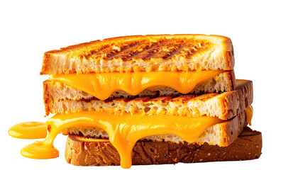 Delicious grilled cheese sandwich with melted cheddar, stacked on dark background