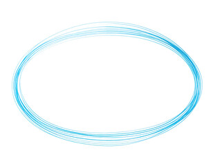 An oval-shaped light-blue glowing outline on a black background