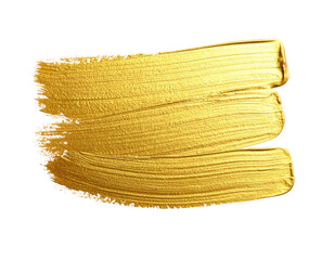 Close-up of a glossy, golden paint stroke on a black background