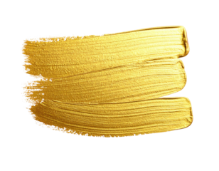 Close-up of a glossy, golden paint stroke on a black background