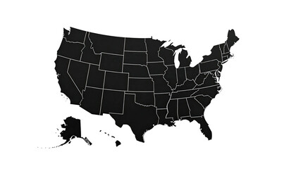 Dark map of the United States with state borders visible. One state highlighted
