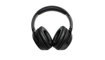 Black Wireless Headphones Isolated on White Background.