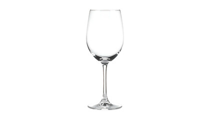 Clear empty wine glass on a white background.