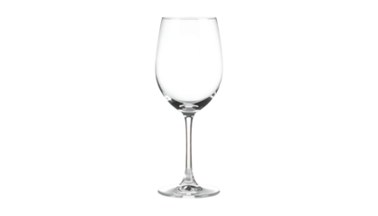 Clear empty wine glass on a white background.
