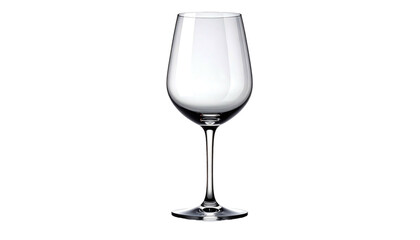 Clear Glass Wine Goblet on White Background.
