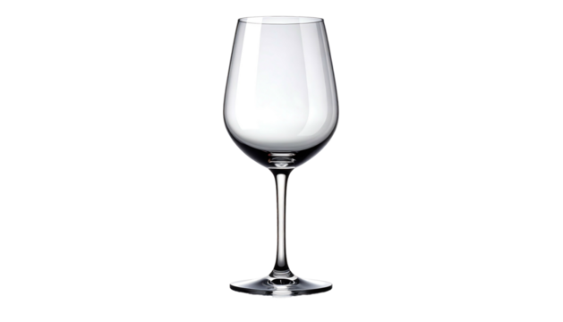 Clear Glass Wine Goblet on White Background.