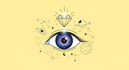 Mystical Eye with Cosmic Surroundings - A Vision of the Universe.