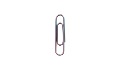 Close-up of a metallic paperclip with bright highlights against a deep black background