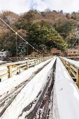 冬化粧した湯原温泉街