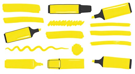 Brighten your projects with this fun yellow highlighter marks collection, perfect for adding emphasis and creative flair to any design with these vibrant elements